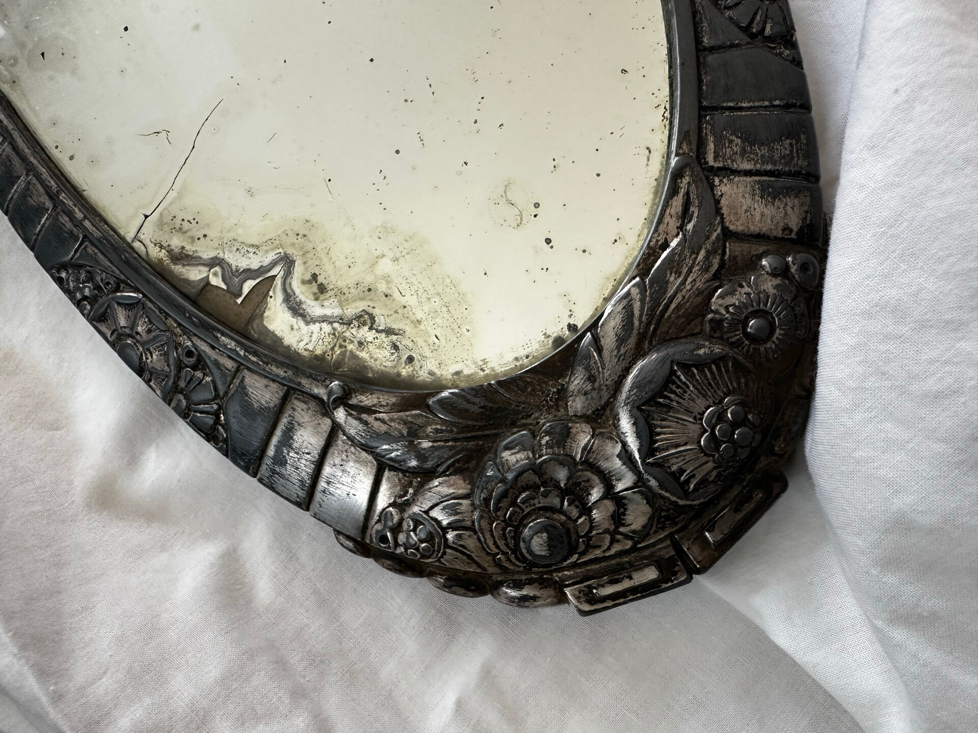 Art Deco Mirror Dilecta. French Silverware. Registered Model ~ 1920/30