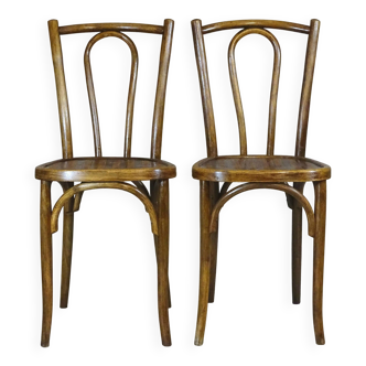 2 chaises bistrot Baumann n° 42 1/2 en bois courbé, 1925