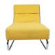 Chauffeuse L en tissu gris et jaune sur piétement chromé vers 1980