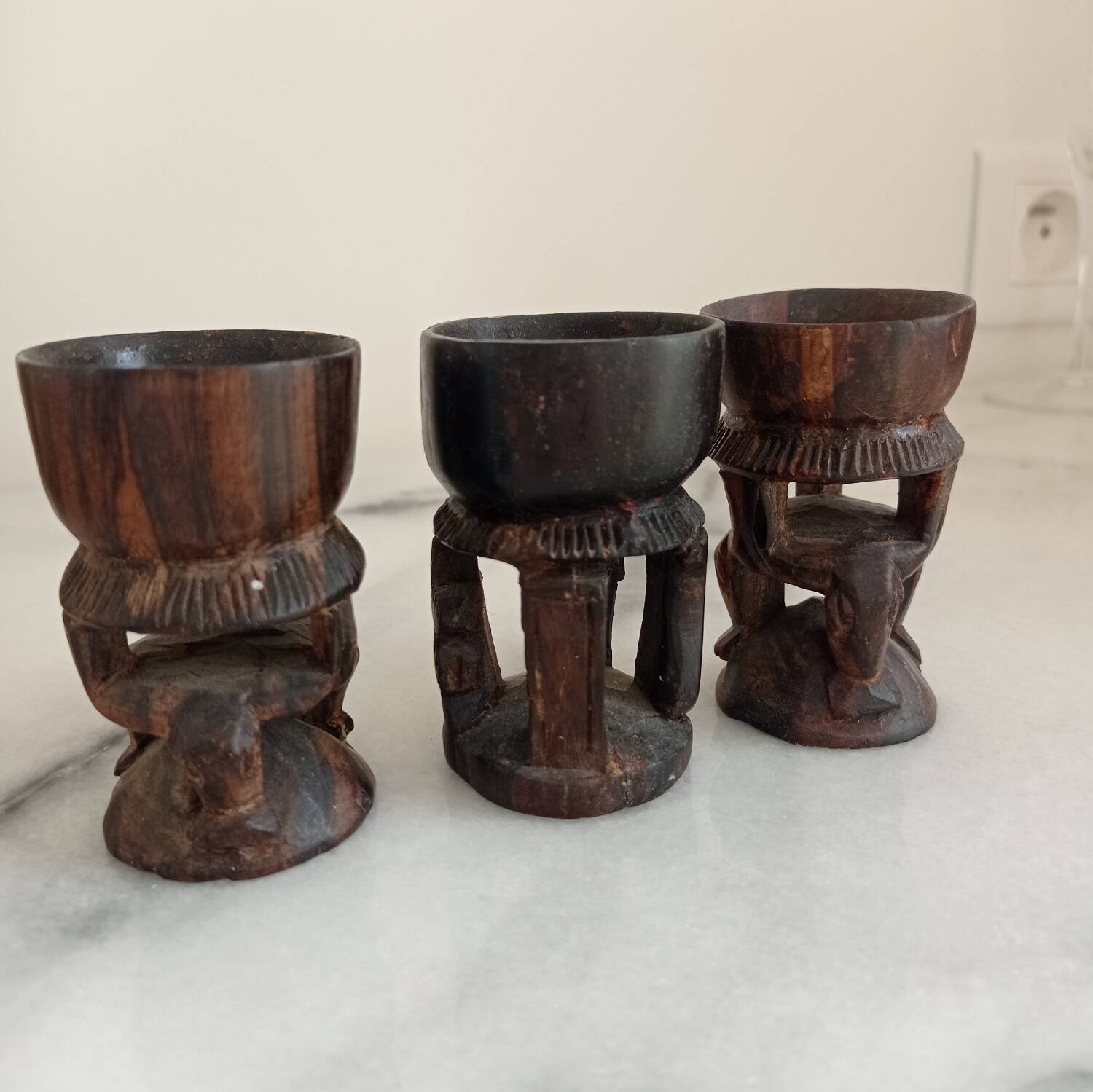 Artisanal wooden egg cups