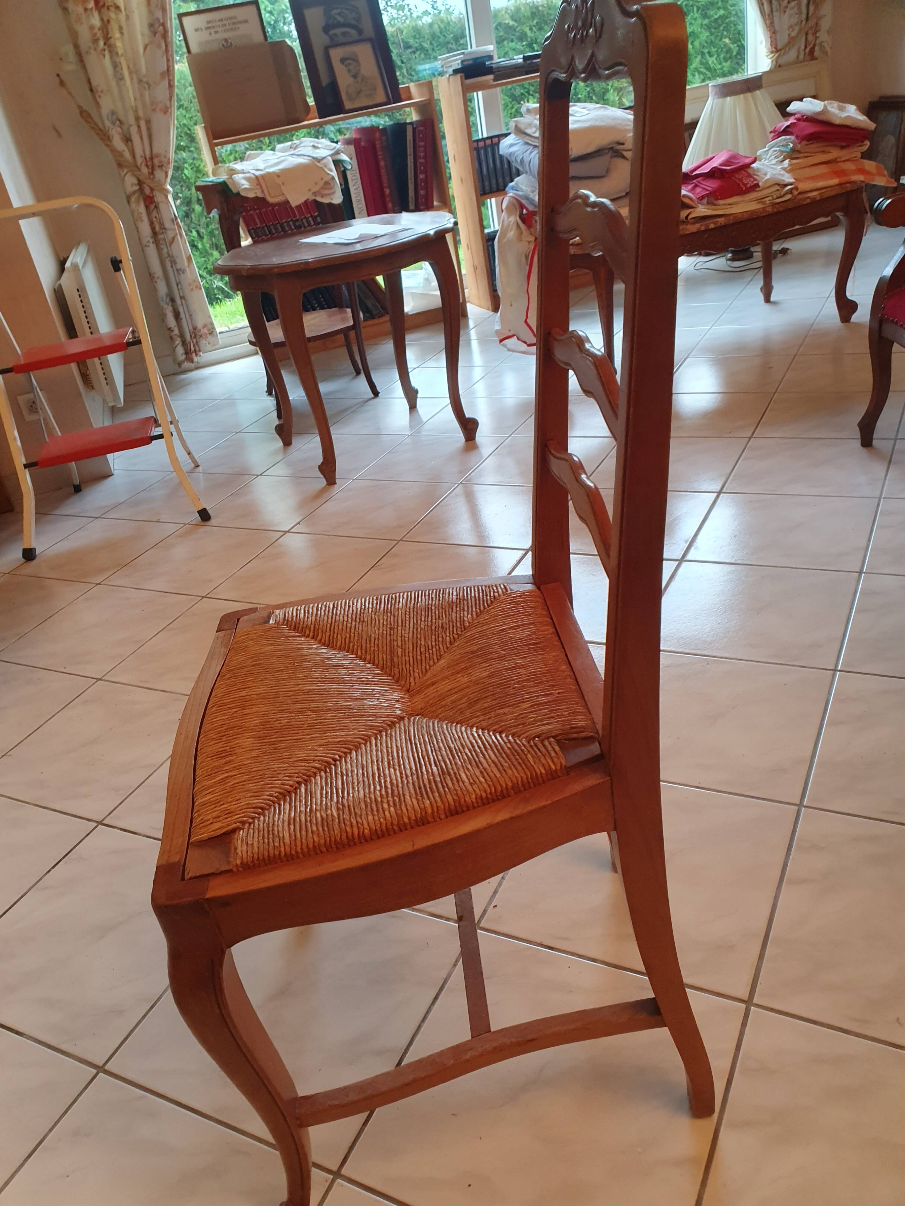 6 cherry wood chairs in Louis XV style