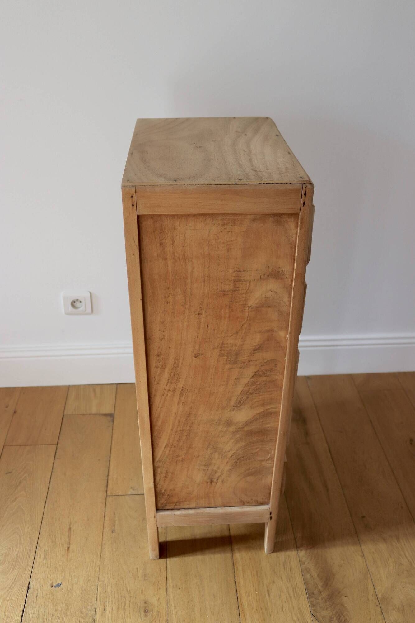 Raw wood chest of drawers