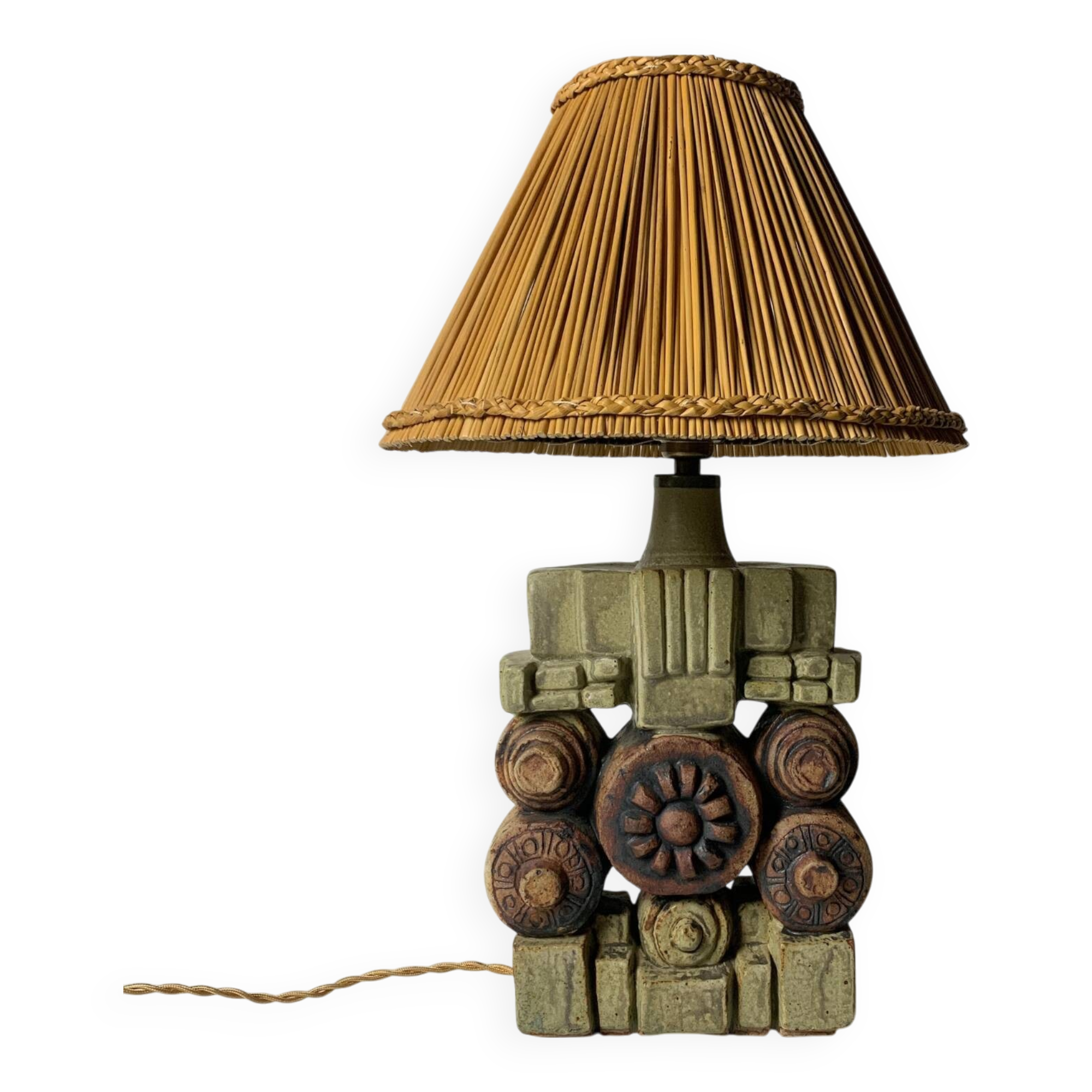 Mid century brutalist ceramic table lamp by Bernard Rooke, 1970s