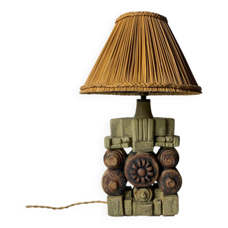 Mid century brutalist ceramic table lamp by Bernard Rooke, 1970s