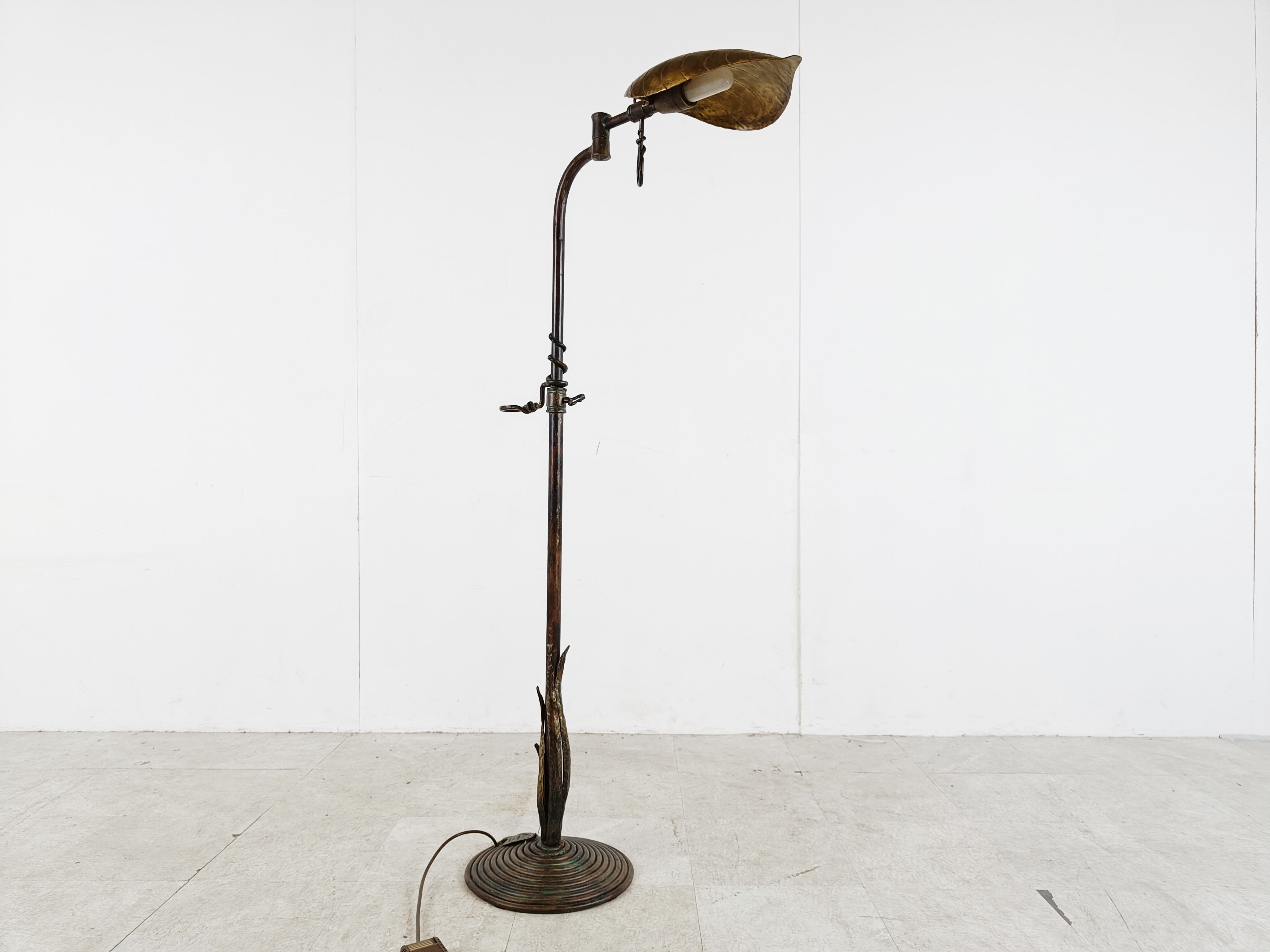 Vintage brass leaf floor lamp 1970s
