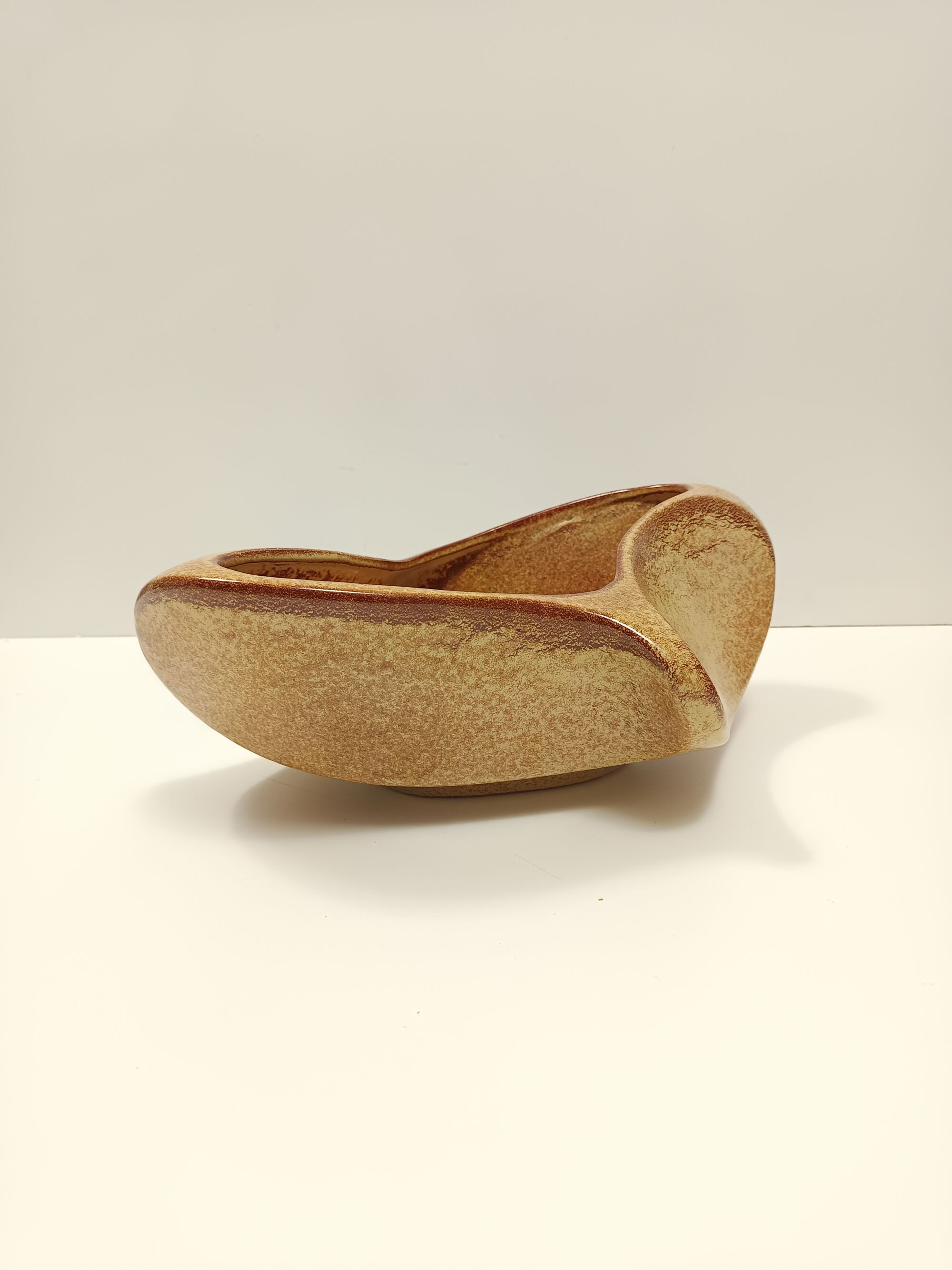 Brown Glazed Ceramic Trinket Bowl - Centerpiece by Bertoncello, Italy