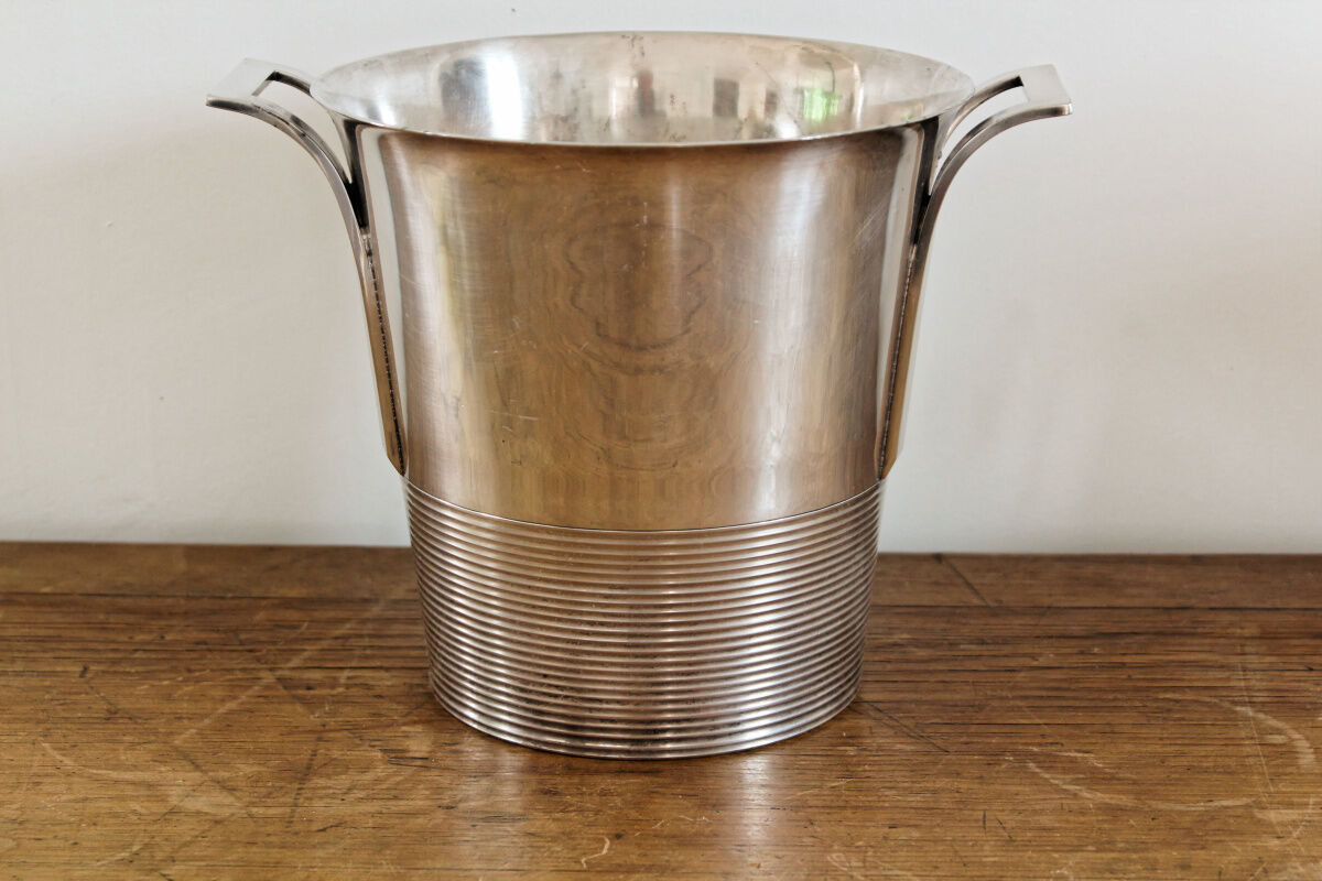Art Deco champagne bucket, silver metal
