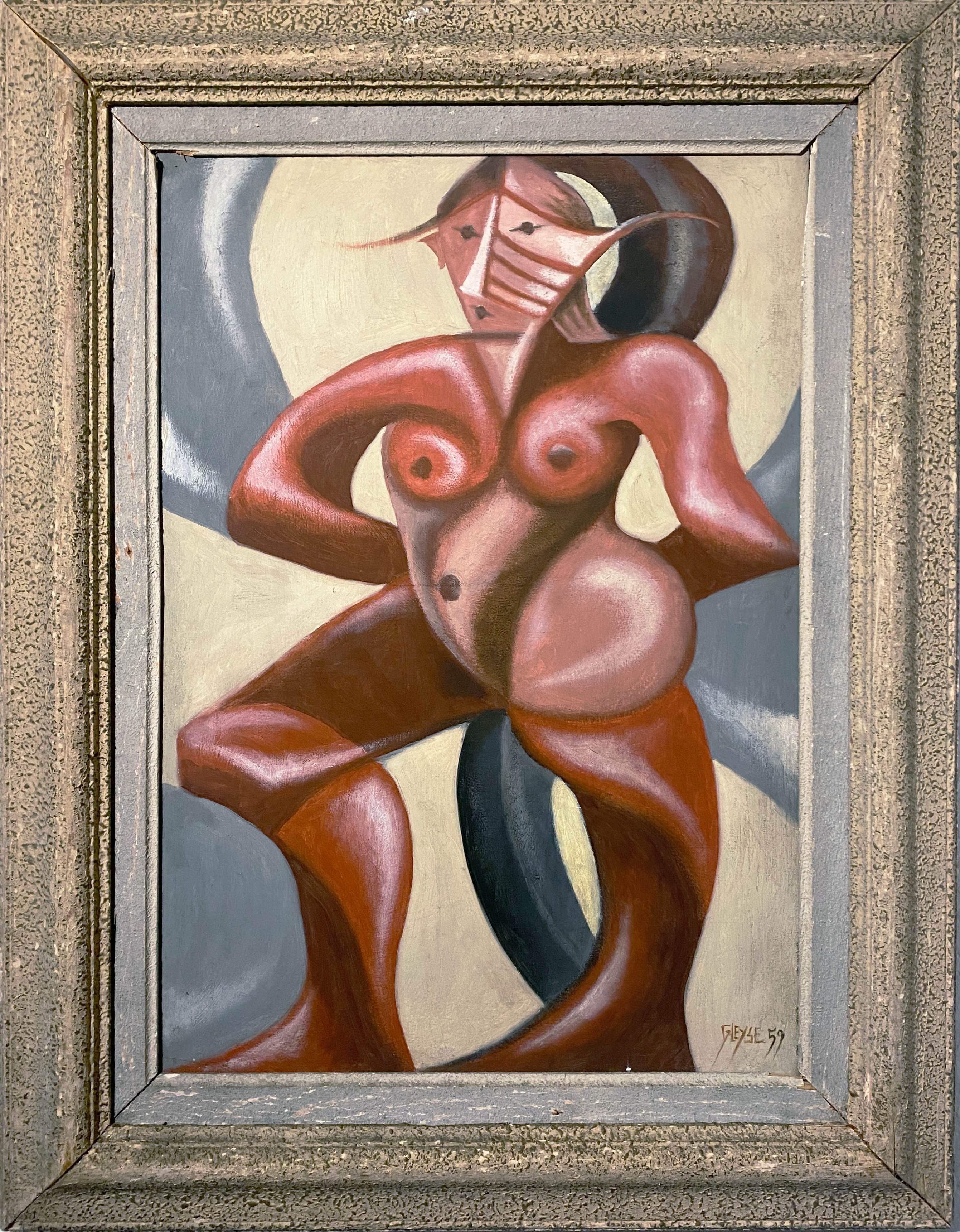 Painting "Nue Cubiste" dated 1959 HST signed Jean Gleyse (1915-1991)