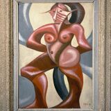 Painting "Nue Cubiste" dated 1959 HST signed Jean Gleyse (1915-1991)