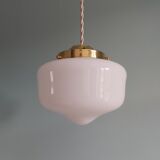 Set of 3 hanging lamps in opaline, Art Deco