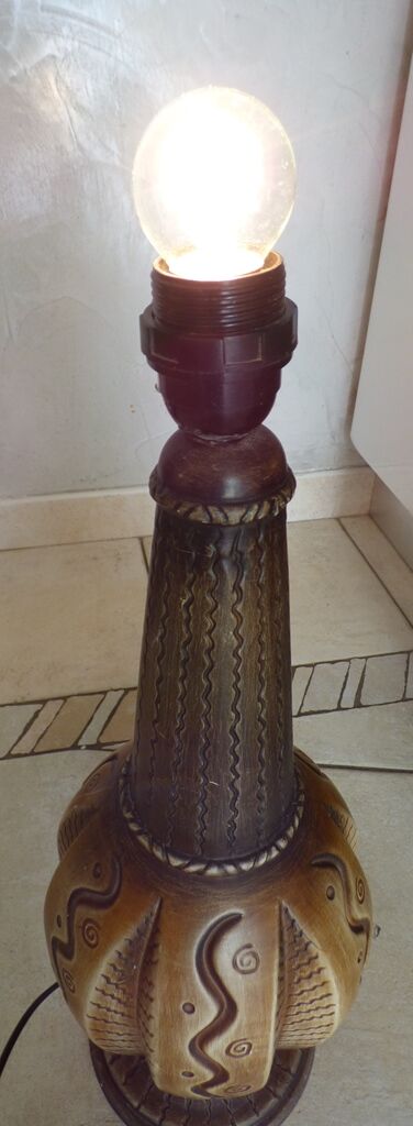 Large African Style Ceramic Lamp Stand
