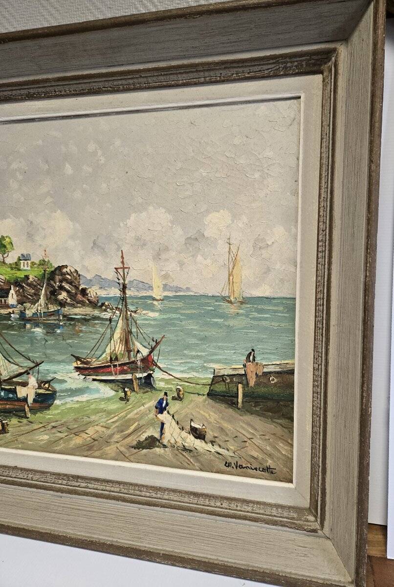 Charles Vaniscotte: oil painting on canvas / port in Brittany