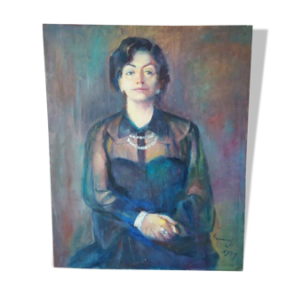 Peinture à l'huile sur toile d'un artiste français de 1977, 20e siècle