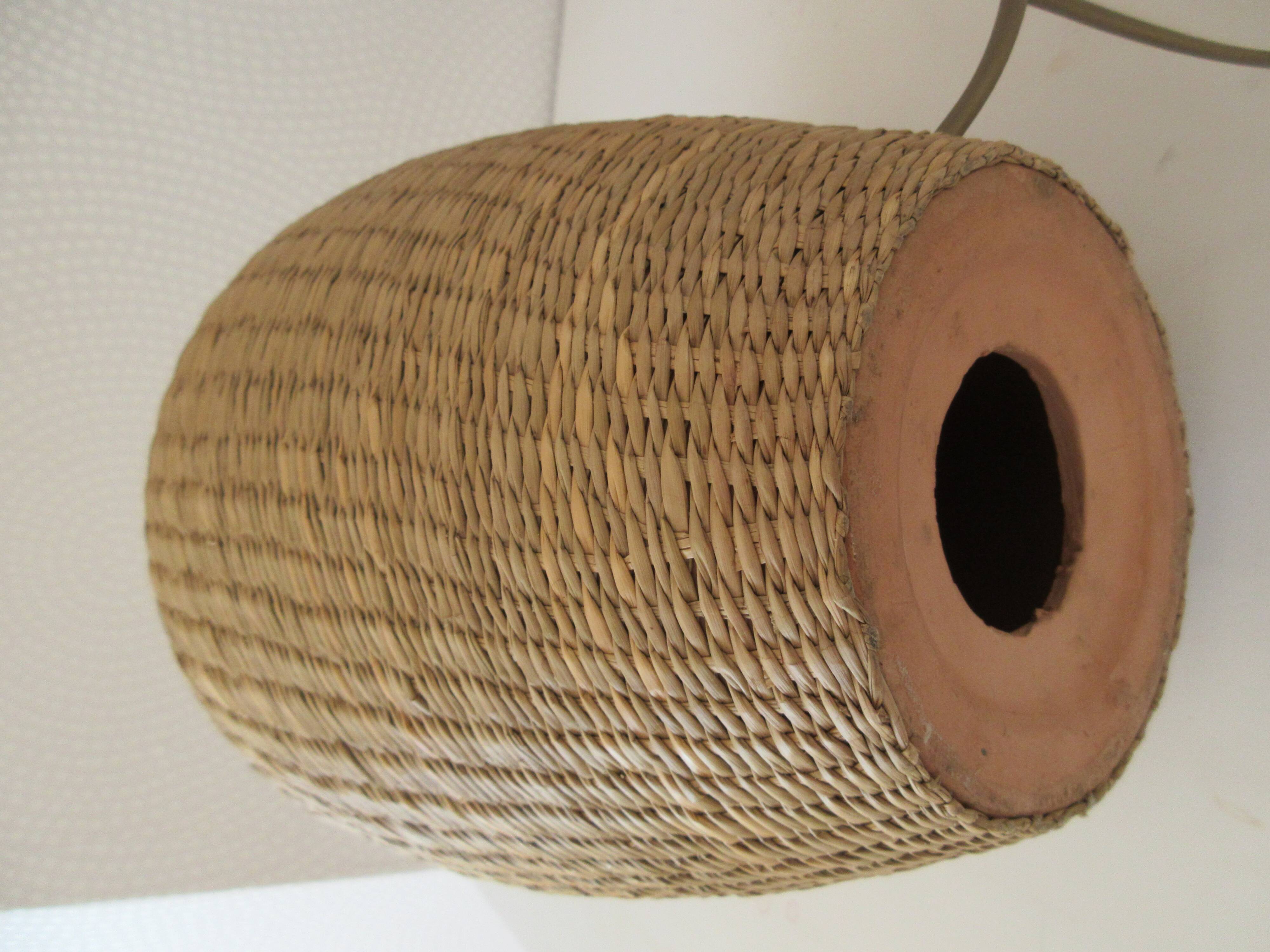 Ceramic lamp foot and vegetable fiber