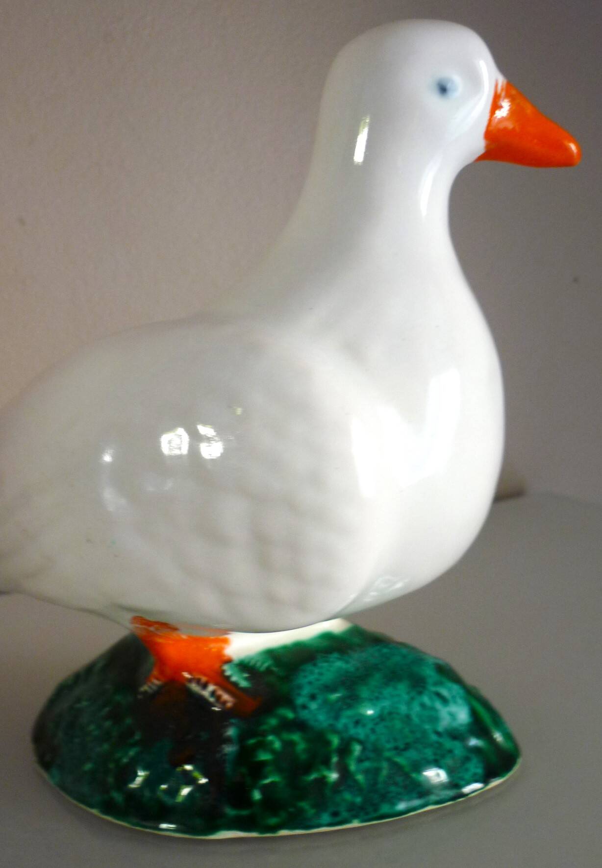 Glazed ceramic bird, signed Vallauris with bright colors