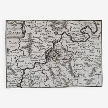 17th century copper engraving "Map of the government of Treves" By Pontault de Beaulieu