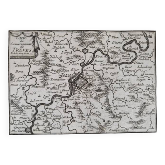 17th century copper engraving "Map of the government of Treves" By Pontault de Beaulieu