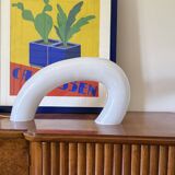 Lampe sculpturale en verre de Murano blanc, Barbini Italie 1970