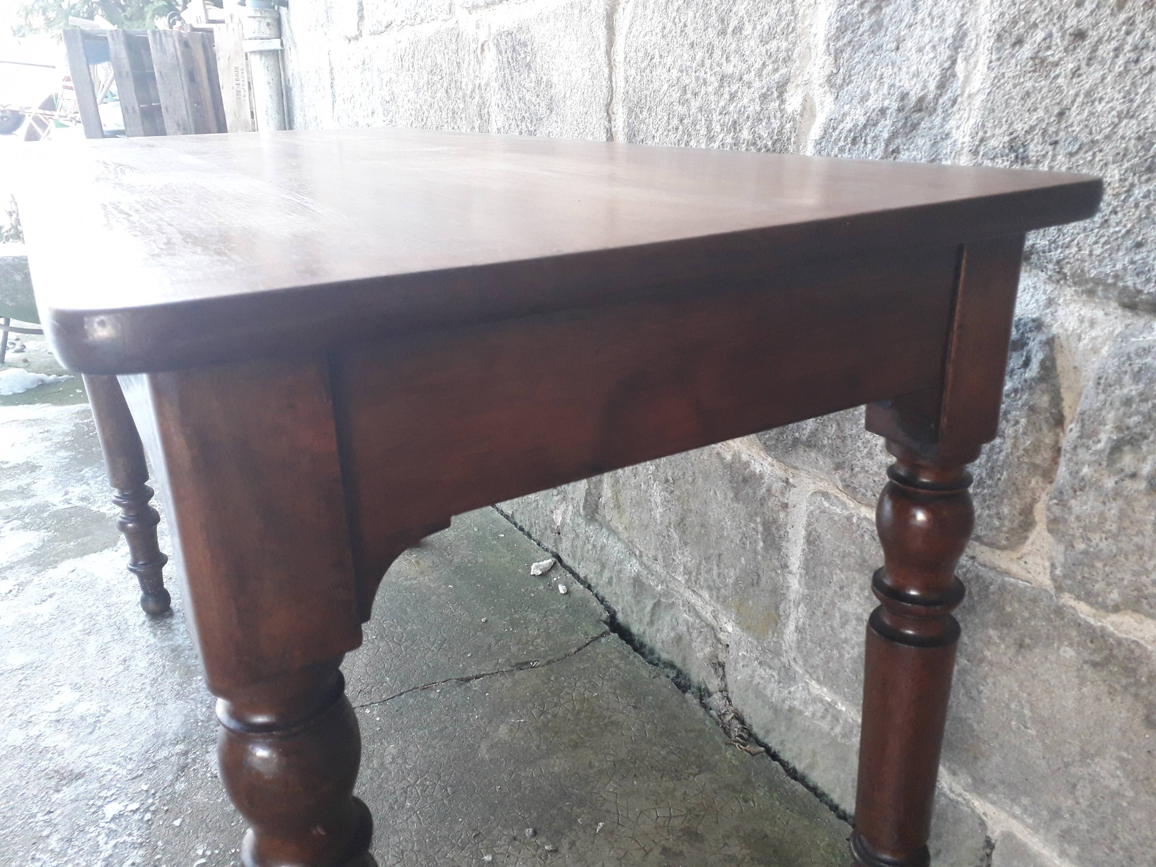 Wooden bistro table, legs turned 125 cm