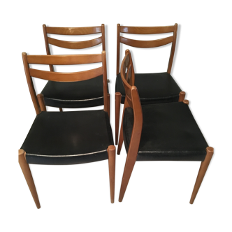 Set of 4 scandinavian chairs  1960