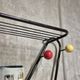 Vintage coat rack attributed to Roger Feraud, black metal with coloured spheres, 1970s, 180 x 82 x 22 cm