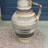 Vase cruche en céramique des années 60 multicolore et sacrifiée