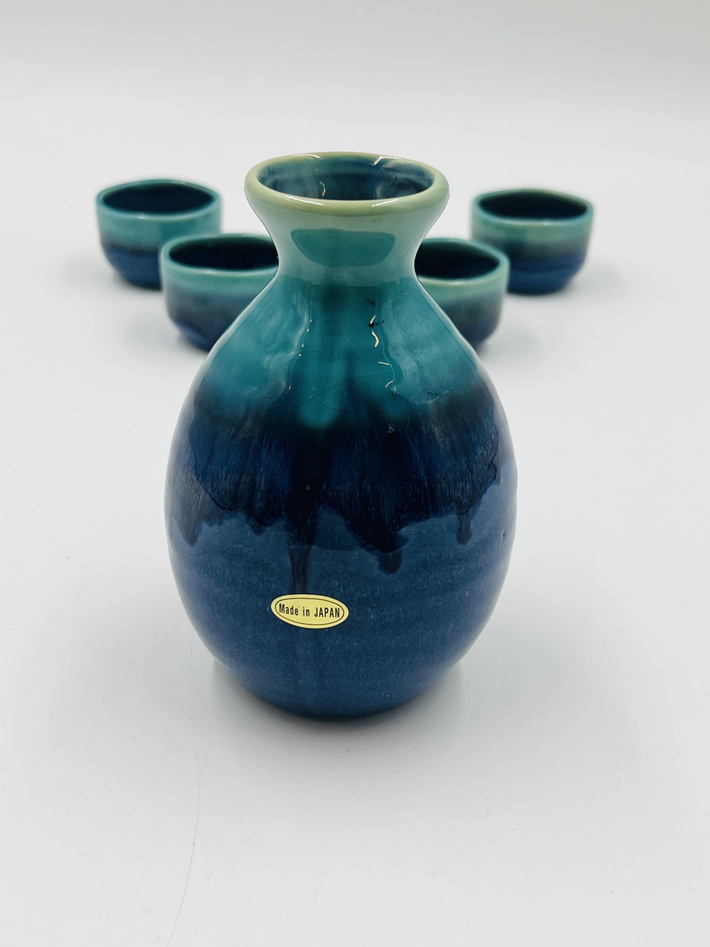 Japanese sake service in Mino Seiryu ceramic.