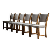 Set of six vintage Danish oak dining chairs, Henning Kjærnulf style, 1960s