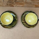 Paire ancienne tasse st clement safari céramique jaune vintage