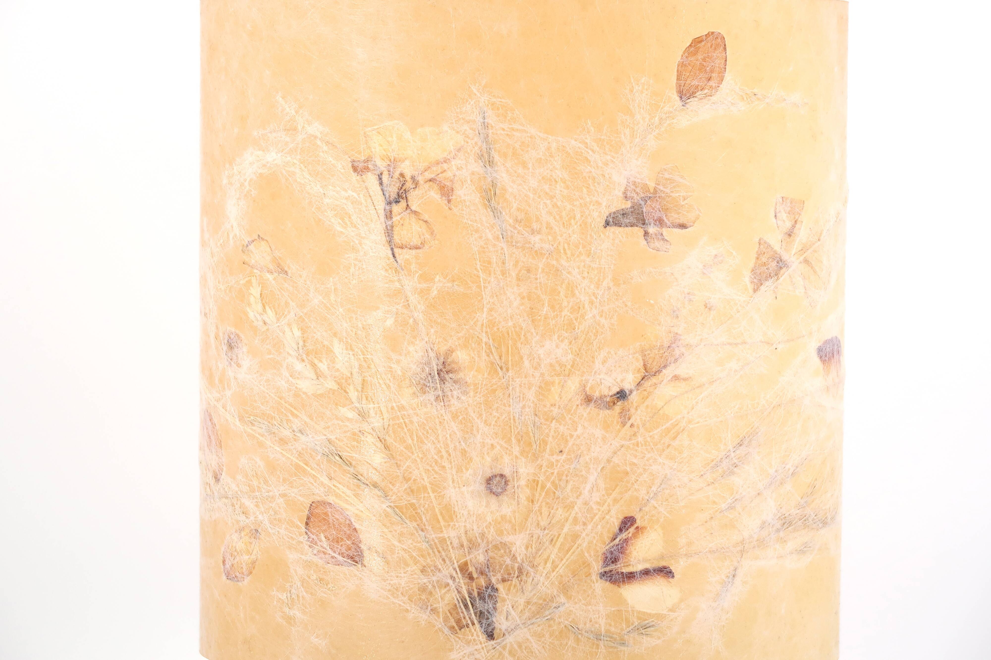 Wooden ball lamp, lampshade with dried flowers