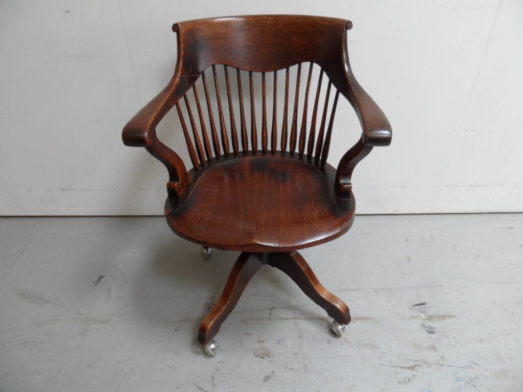 Antique oak office armchair