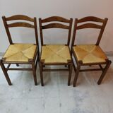 Set of 3 wooden dining chairs