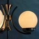 Vintage Czech Bauhaus style pendant light, tall, with opaline glass globes, 1940s