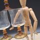 Set of 6 antique Luminarc glasses with amber feet