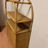 Rattan shelf cabinet from the 1980s'