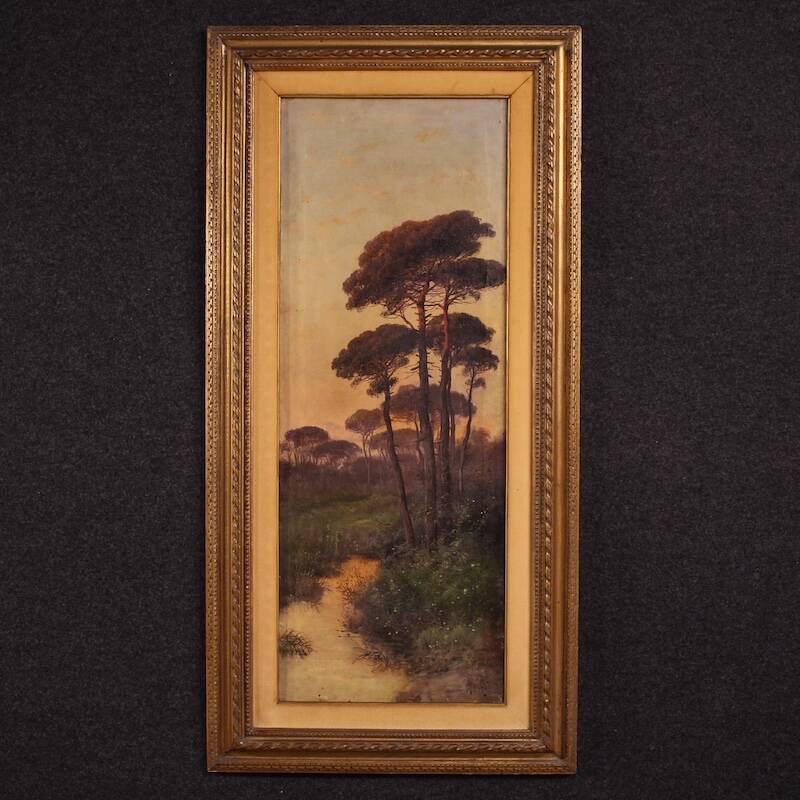 Peinture de paysage italien signée Marko du 19ème siècle.