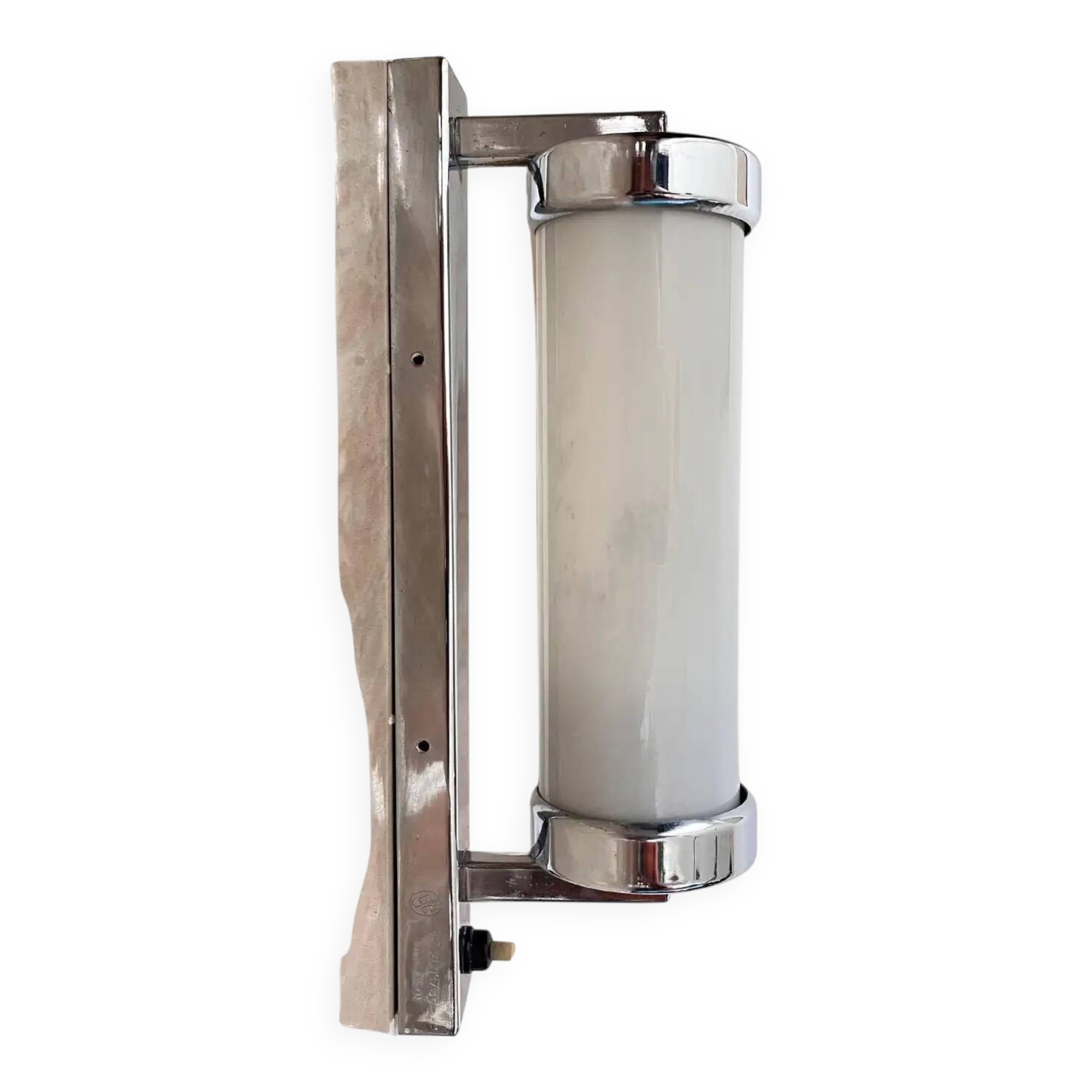 Chrome milk glass Bauhaus / Functionalist wall lamp - 1930s