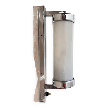 Chrome milk glass Bauhaus / Functionalist wall lamp - 1930s