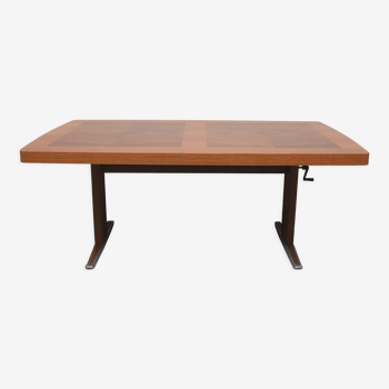 Table basse des années 1960 réglable en hauteur avec incrustations