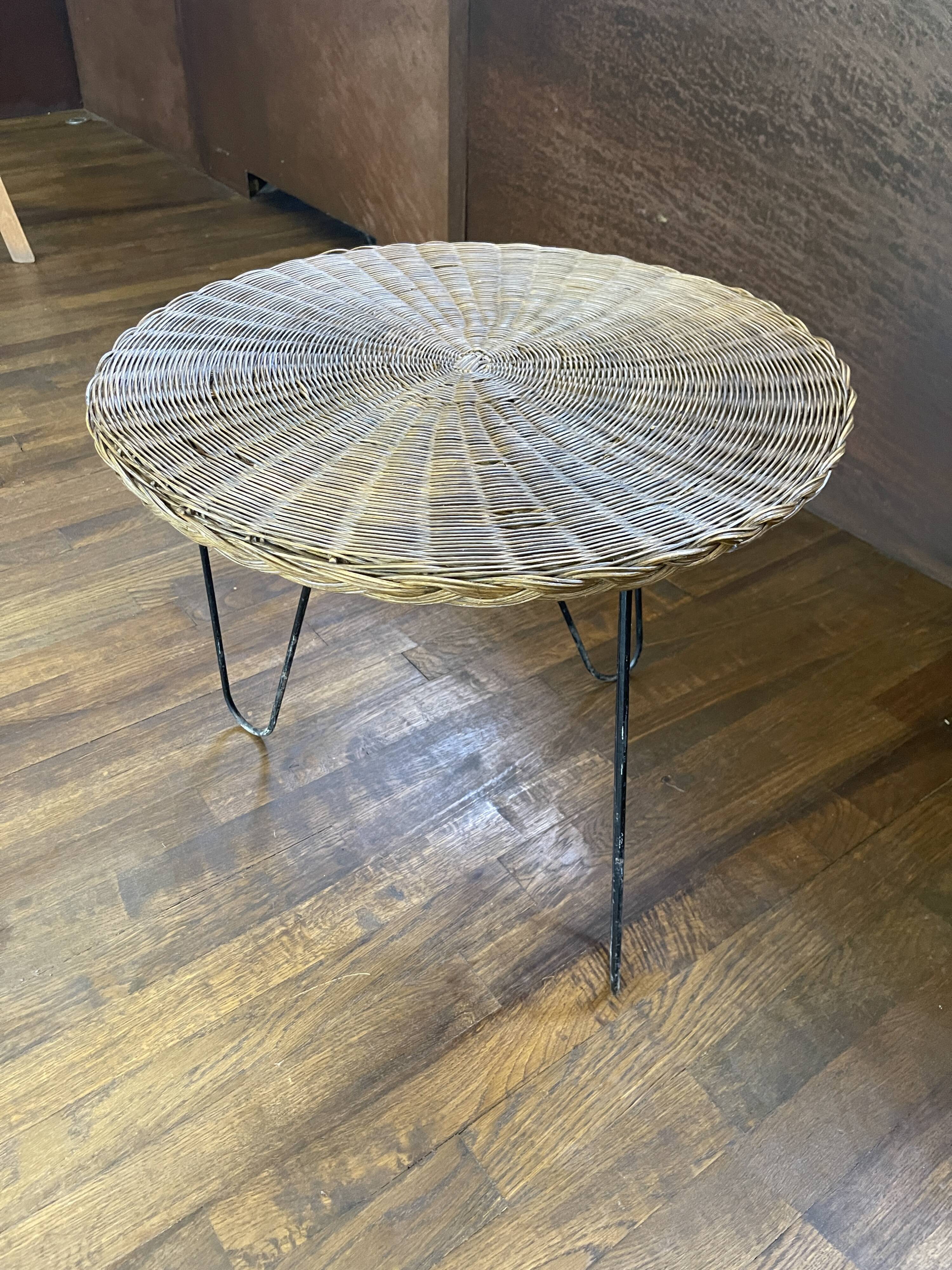 Rattan and metal coffee table