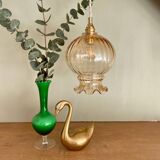 Vintage amber glass globe pendant light