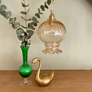 Vintage amber glass globe pendant light
