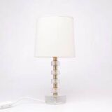 Orrefors crystal and brass table lamp for Vitrika