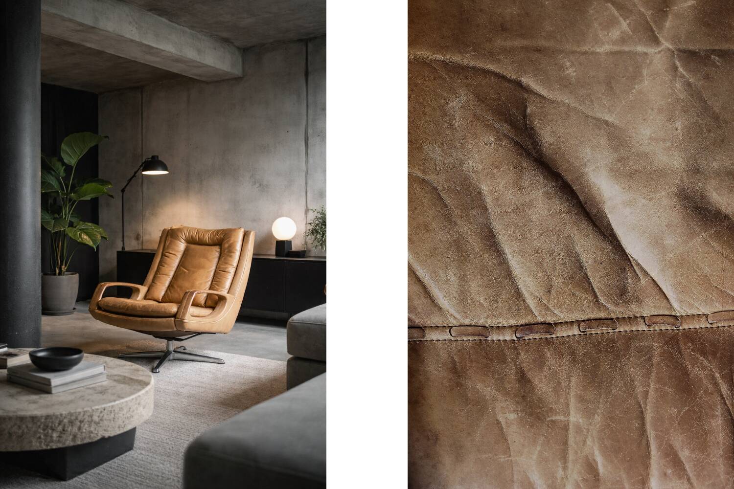 Vintage Mid-Century German Modern Leather Swivel Chairs by Carl Straub