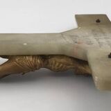 Vintage onyx stone wall crucifix and gold metal christ