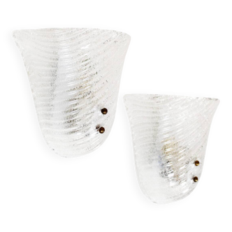 Set of 2 Murano glass 'Shell' wall sconces