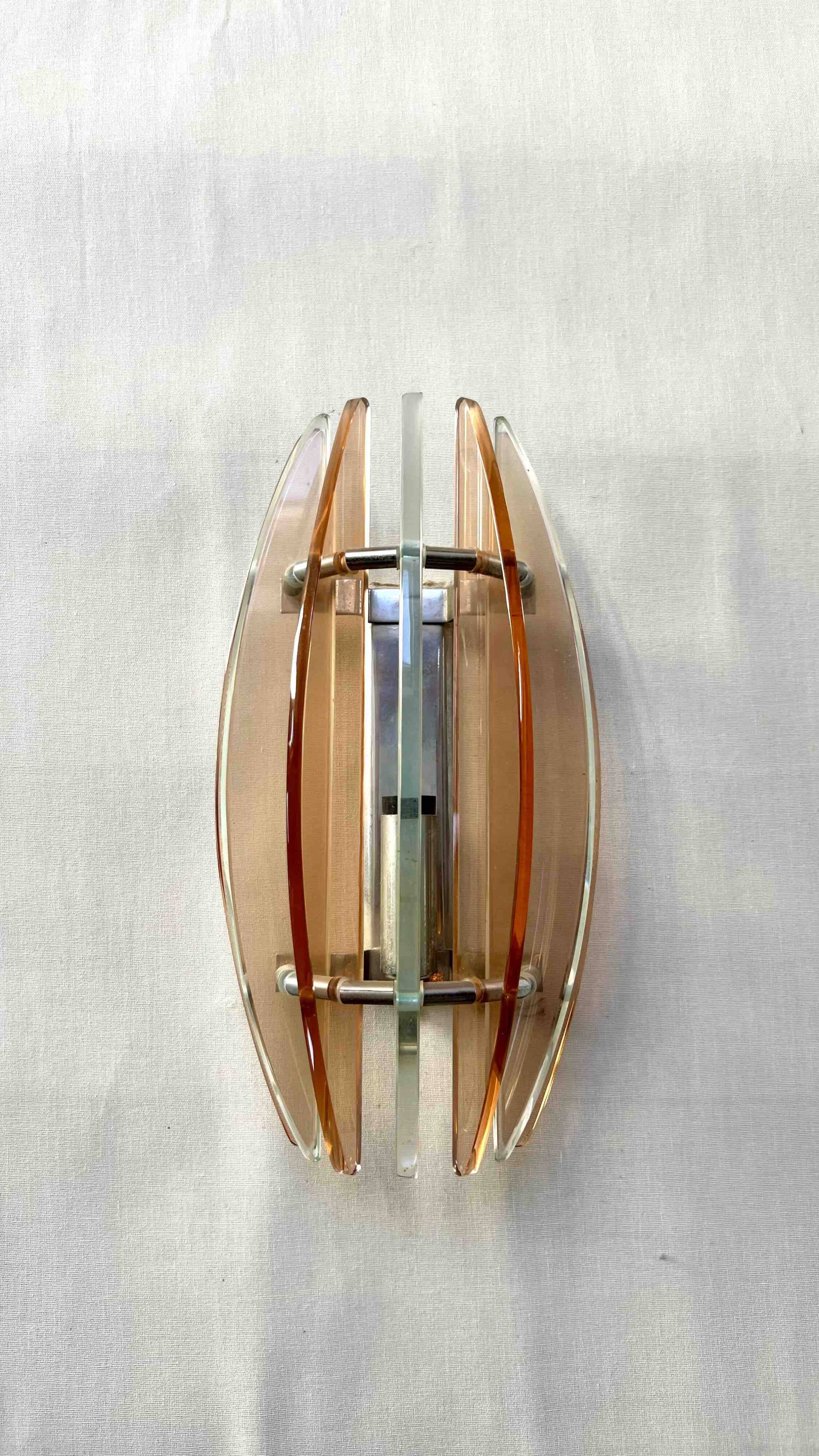 Crystal wall light Veca Italy for Fontana Arte