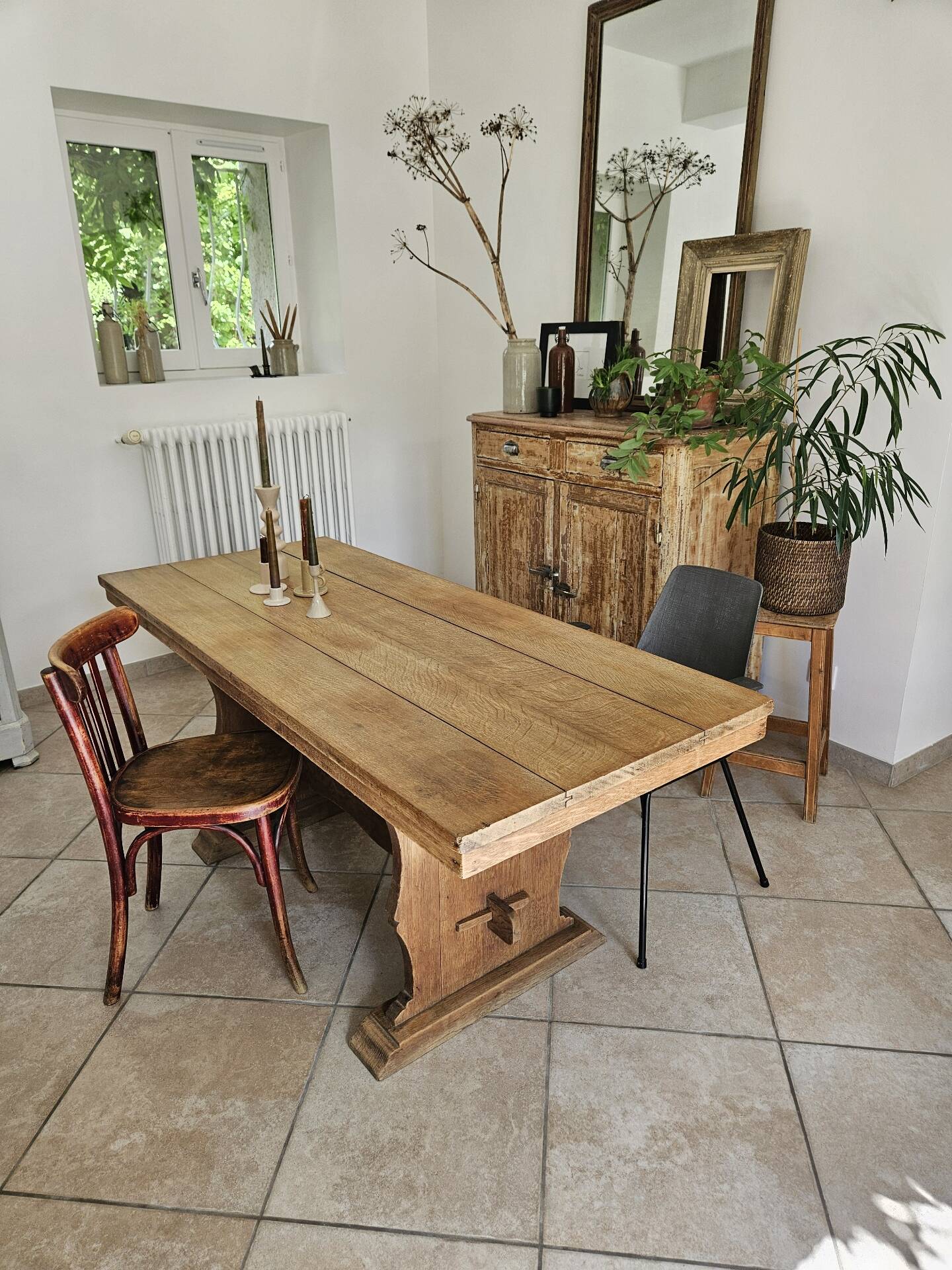 Monastery dining table, farmhouse, solid oak, antique vintage.