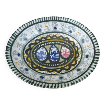 Large hollow ceramic dish from Quimper design L'Helguen André Keraluc