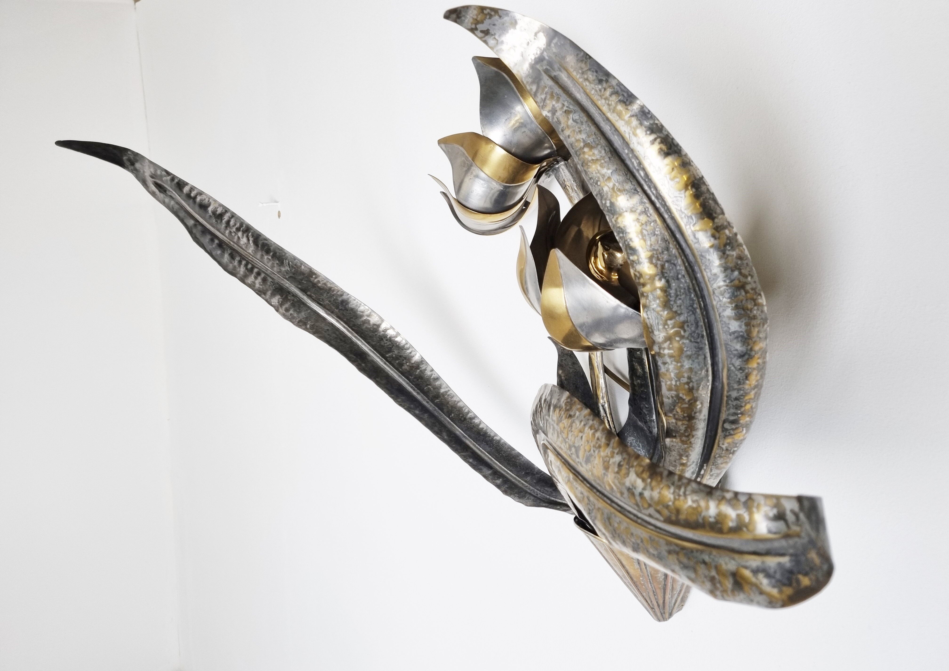 Flower wall lamp by Isabelle & Richard Faure, 1970s